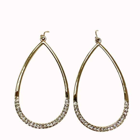 Premier Designs Gold-Tone Teardrop Earrings With Rhinestone Accents - Picture 1 of 6